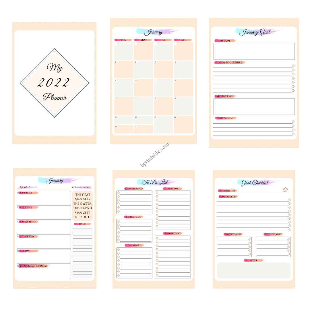 2021 2022 Calendar Planner Template Bprintable Com
