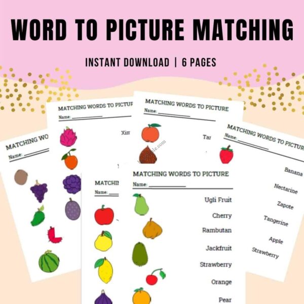 printable word to picture matching printable word to picture matching