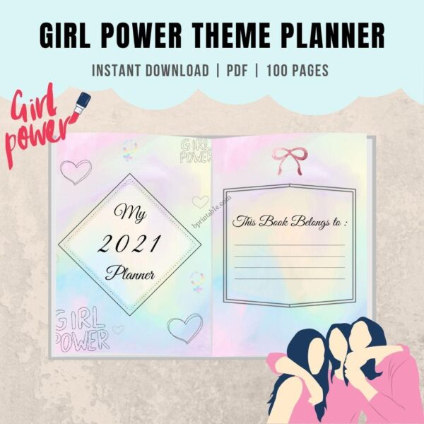Printable Girl Power Theme 2021 Planner Girl Power Theme 2021 Planner
