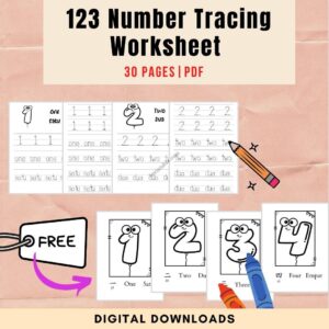 Number Tracing Worksheet + Coloring Pages Preschool 123 Tracing Worksheets