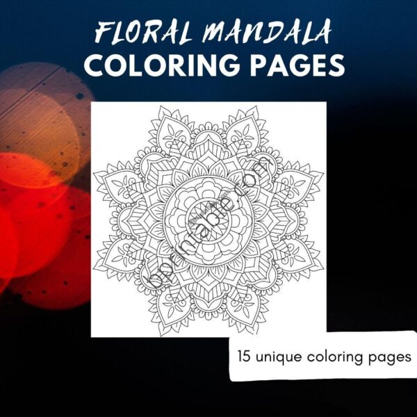 printable floral mandala coloring pages 1 Floral Mandala Adult Coloring Book Pages Printable