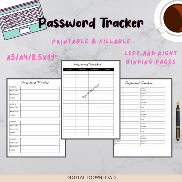 Password Tracker 2 Password Tracker Printable
