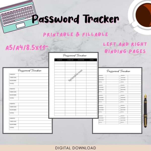 Password Tracker 3 Password Tracker Printable