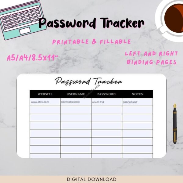 Password Tracker4 Password Tracker Printable