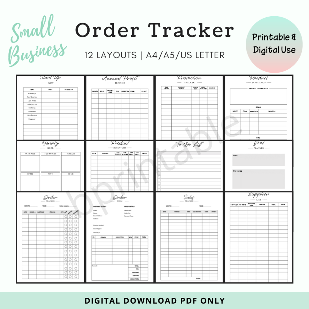 Online Sales Order Tracker Planner Business Template