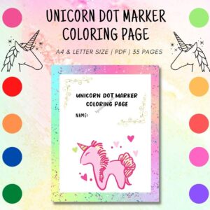 unicorn dot marker coloring 1 Unicorn Dot Marker Coloring Page