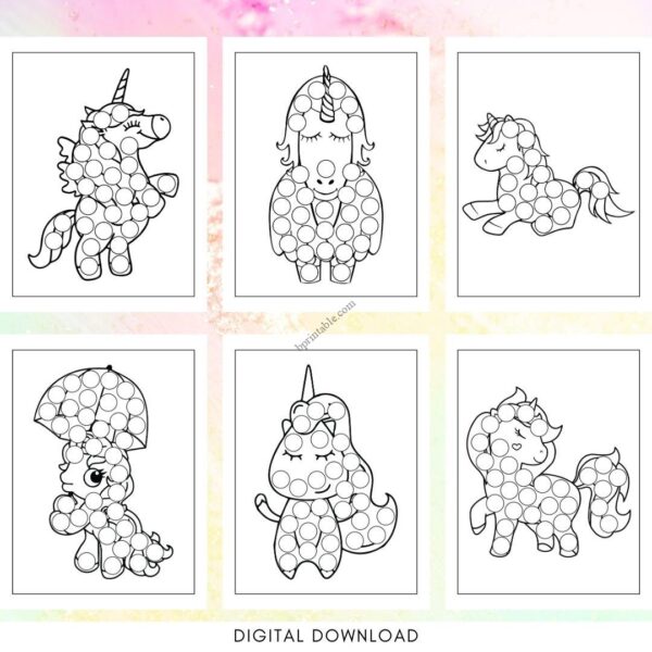 unicorn dot marker coloring 4 Unicorn Dot Marker Printable