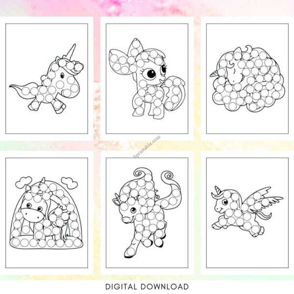 unicorn dot marker coloring 5 Unicorn Dot Marker Coloring Page
