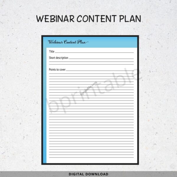 Webinar Planner Journal