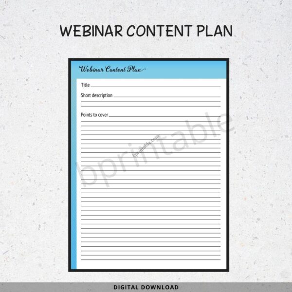 Webinar Planner Journal 5 Webinar Planner Journal