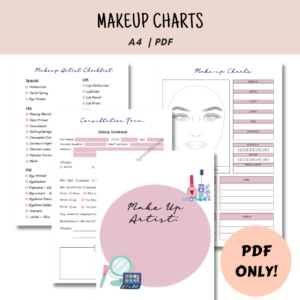 Makeup Charts MakeUp Charts Book Journal, Make Up Artist Checklist