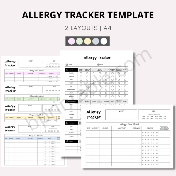 allergy planner tracker allergy planner tracker template