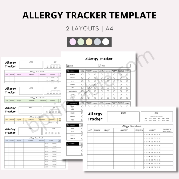 allergy planner tracker template