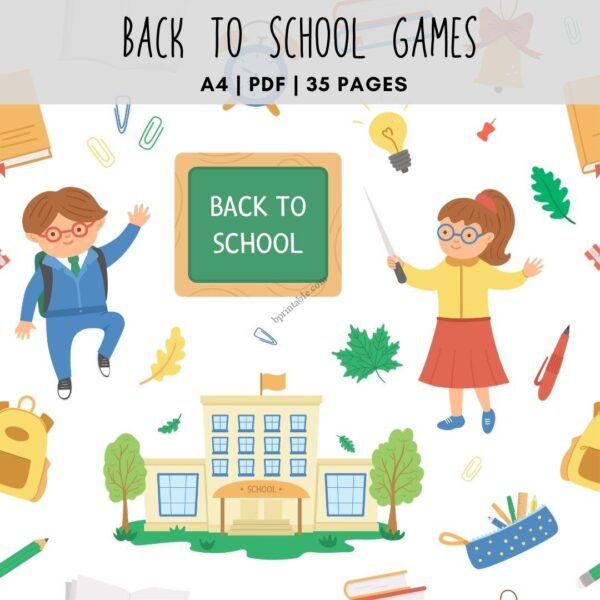 back to school collection games 1 Kids Worksheet Bundle Pack (5 in 1)