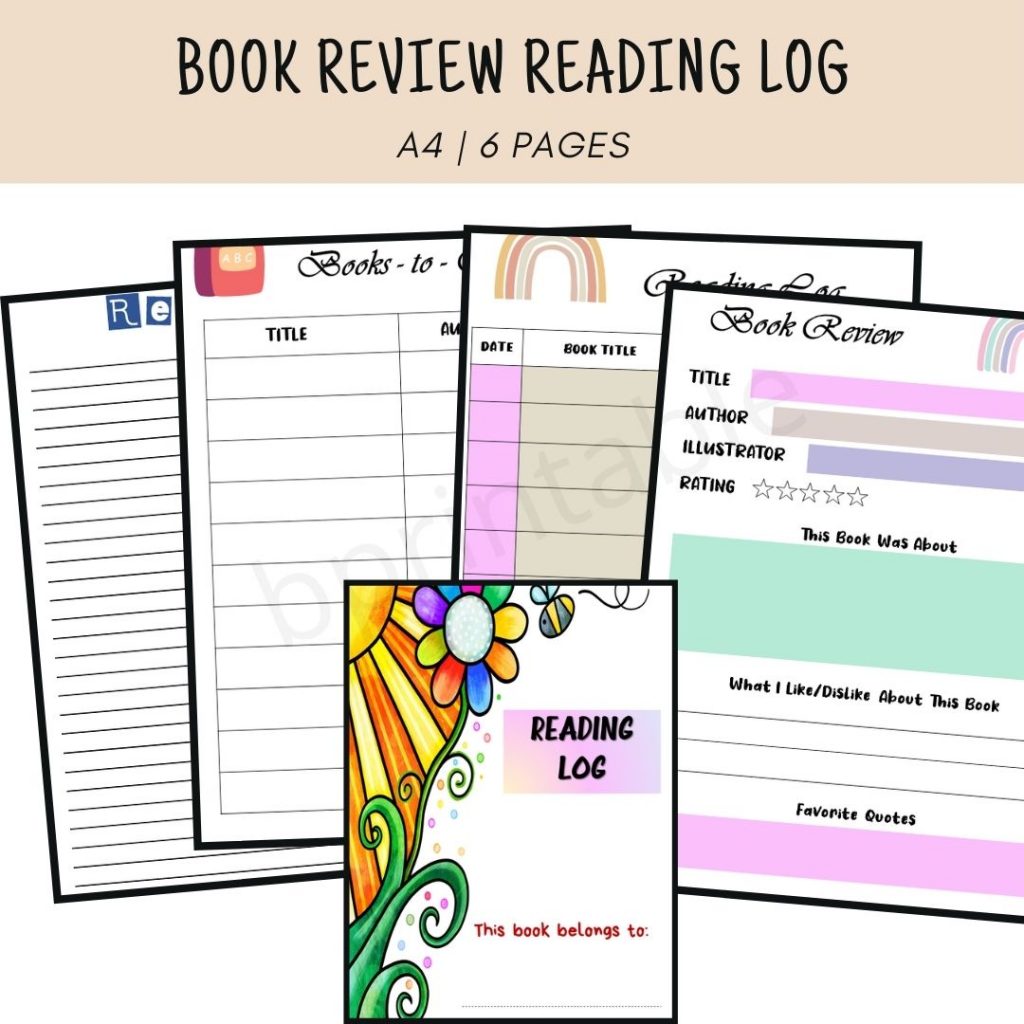 Book Review Journal Template | Printable Reading Log PDF