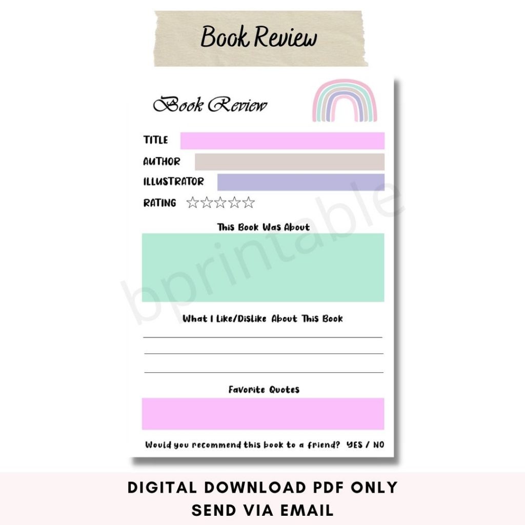 printable book review reading log