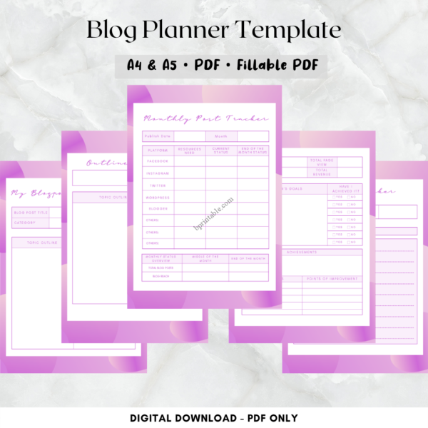 Blog Planner Template 1 Blog Planner Template