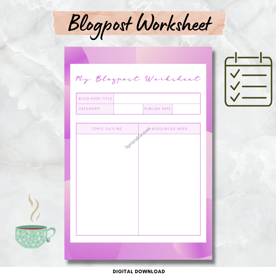 Blog Planner Template Journal Bprintable Com