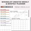 minimalist undated weekly and monthly planner