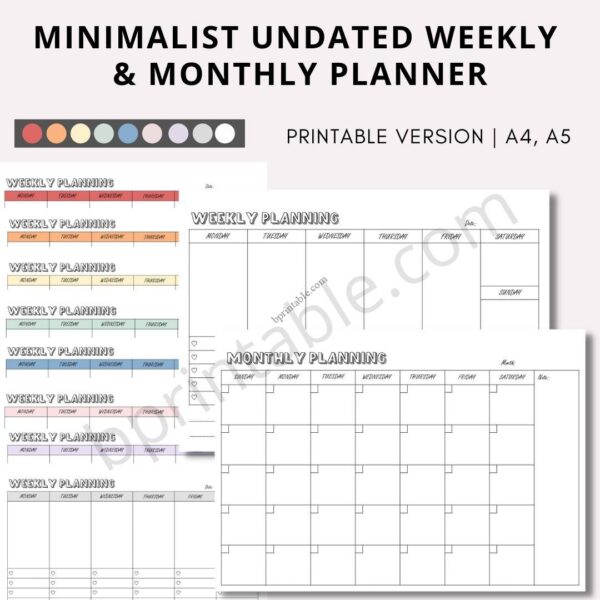 minimalist undated weekly and monthly planner minimalist undated weekly and monthly planner