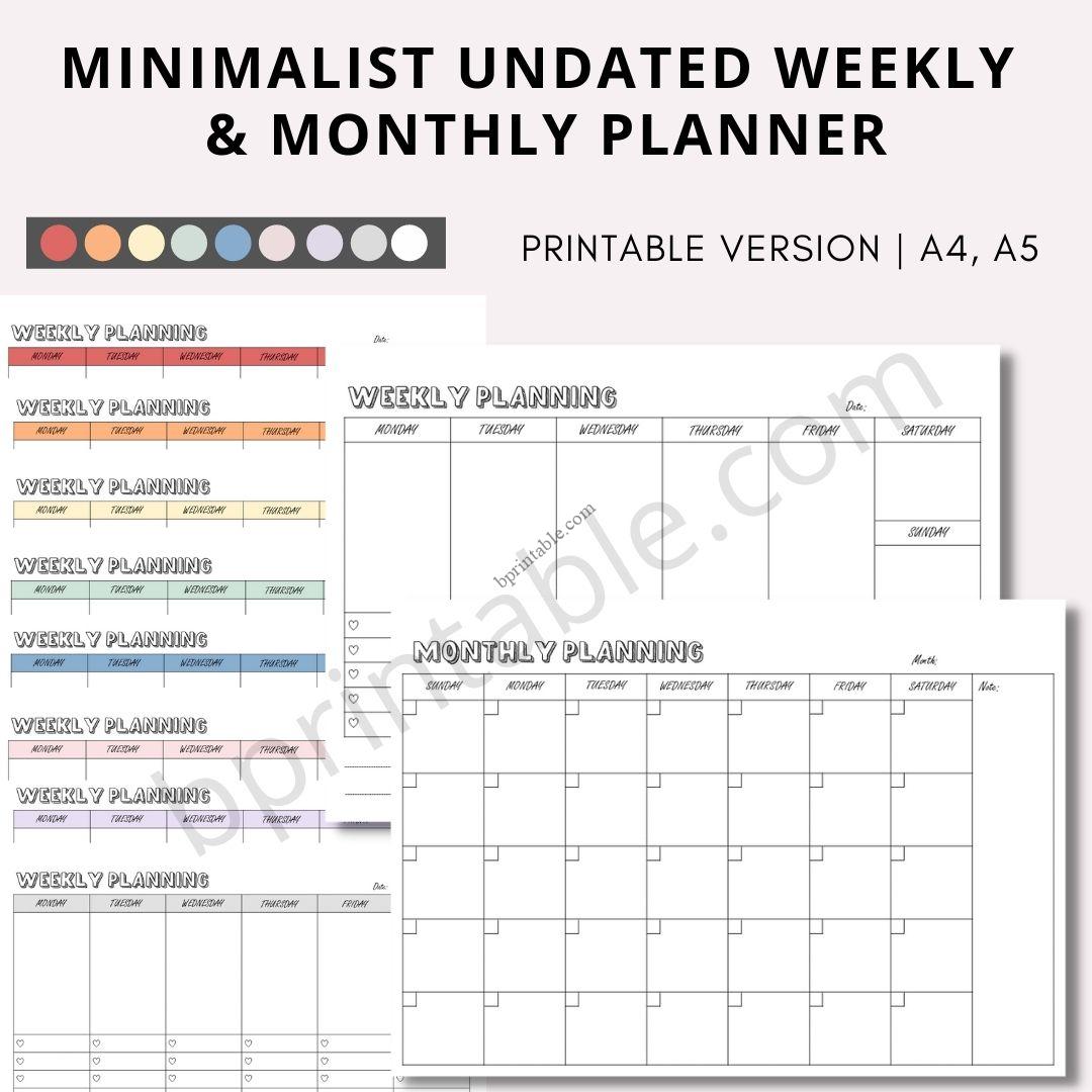 Printable Undated Planner Templates Monthly Weekly Printable undated planner templates monthly weekly