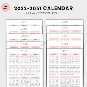 2022 - 2031 calendar