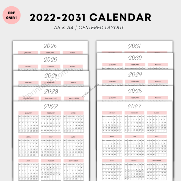 2022 - 2031 calendar 1 2022 - 2031 calendar