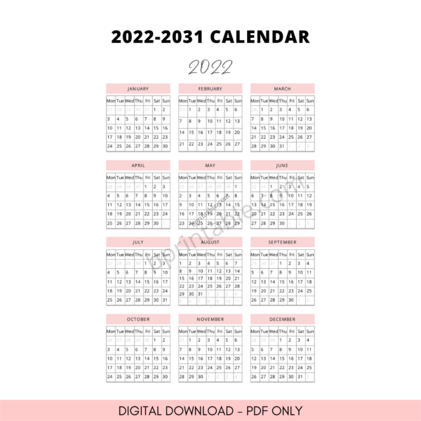 2022 - 2031 calendar 3 2022 - 2031 calendar