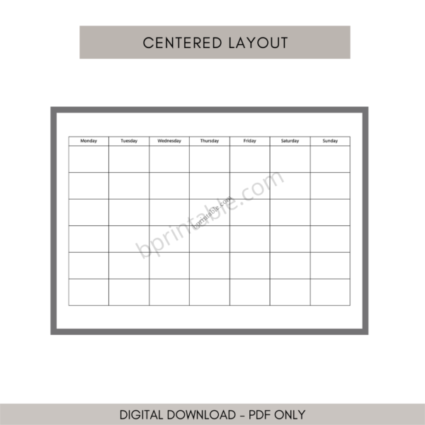 Blank Monthly Calendar Printable Landscape A5 4 Blank Monthly Calendar Printable Landscape