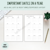 important dates in a year