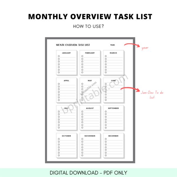 monthly overview task list 5 monthly overview task list
