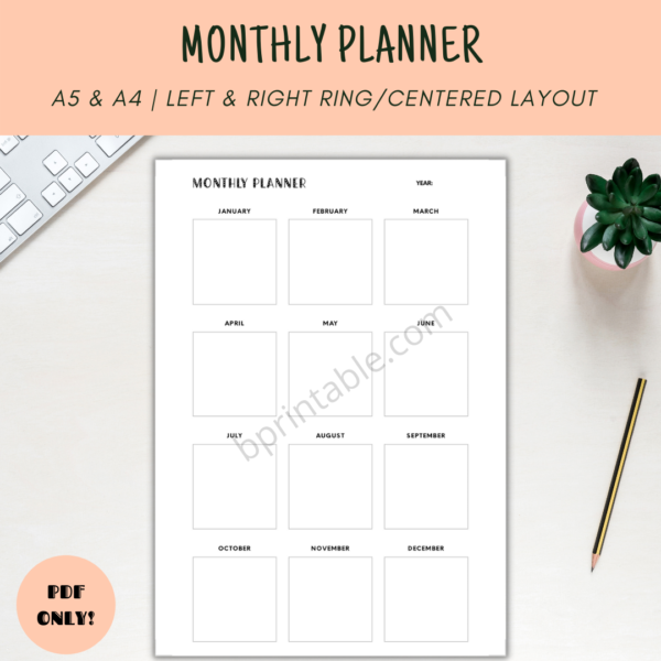 yearly planner plain box