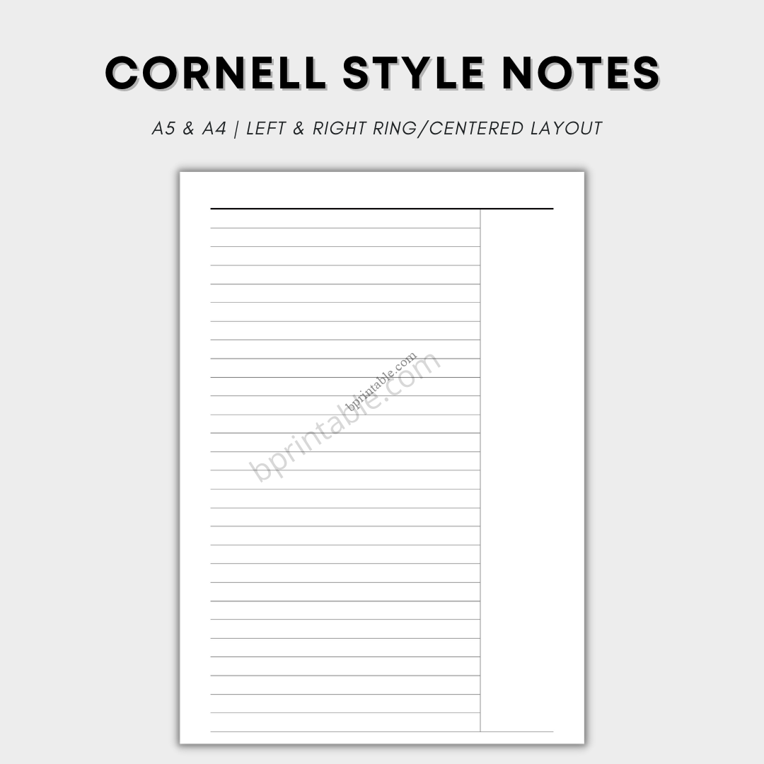 Cornell Style Notes Cornell Style Notes – BPrintable!
