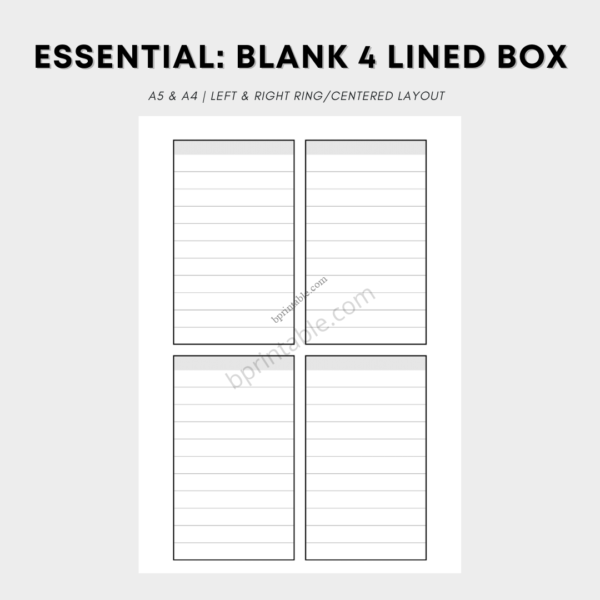 Essential Blank 4 lined box 1 Essential Blank 4 lined box
