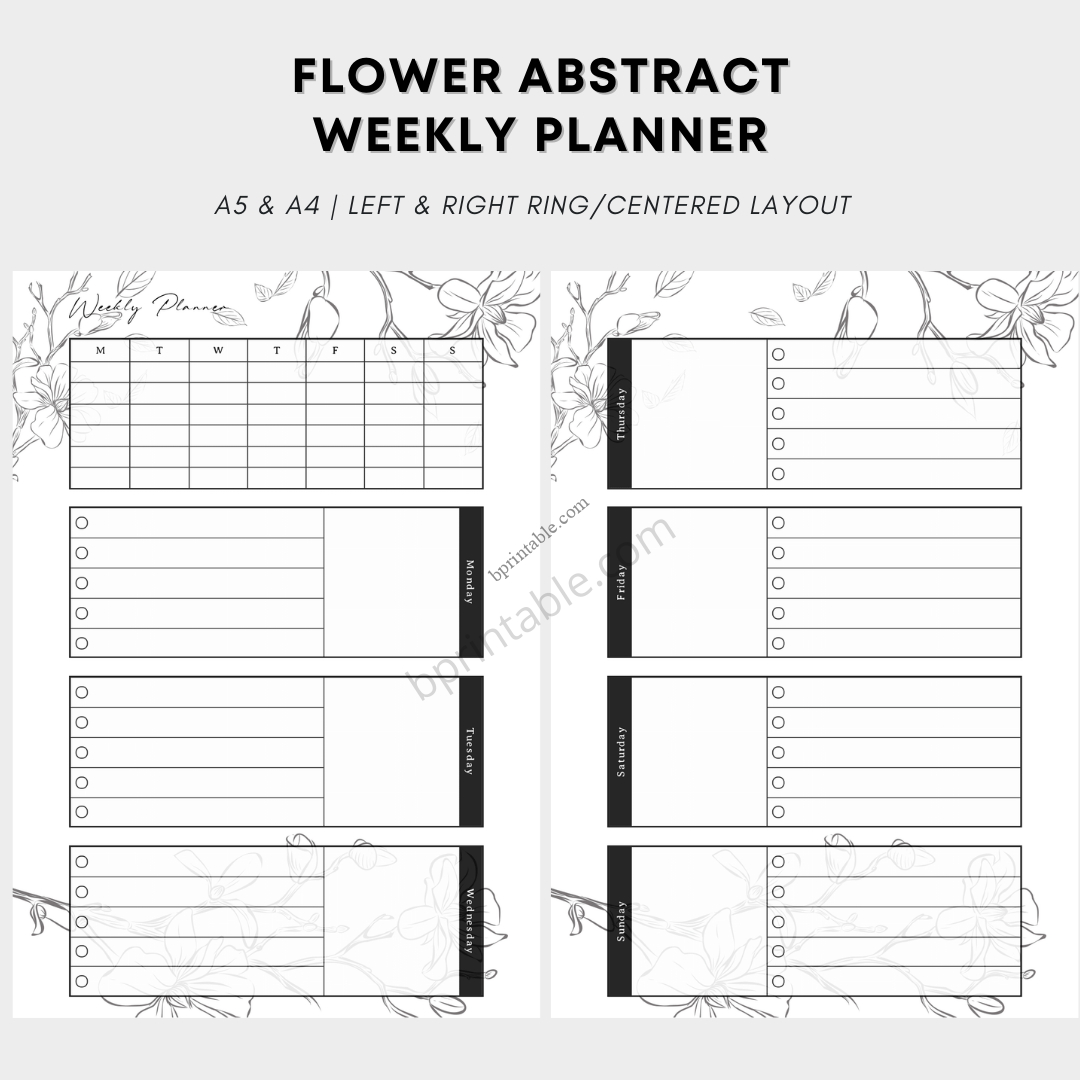 Flower Abstract Weekly Planner by bprintable