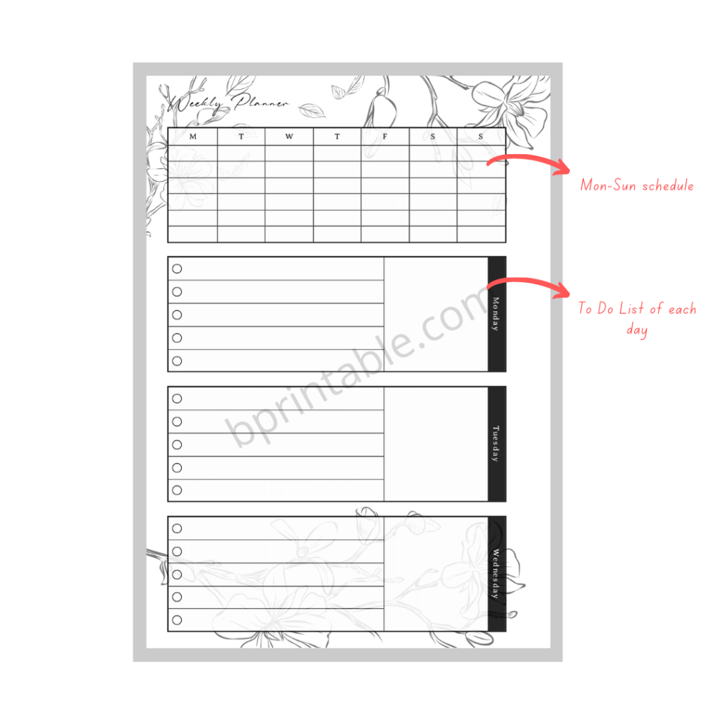 Flower Abstract Weekly Planner by bprintable