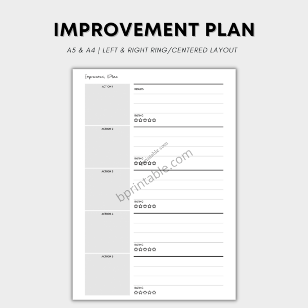 Improvement Plan, Business Planner 1 Improvement Plan, Business Planner