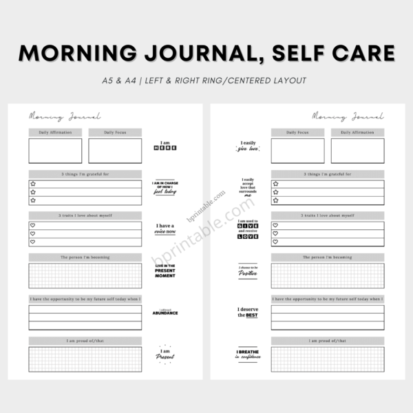 Morning Journal, Self Care 1 Morning Journal, Self Care