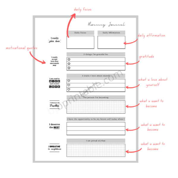Morning Journal, Self Care 6 Morning Journal, Self Care