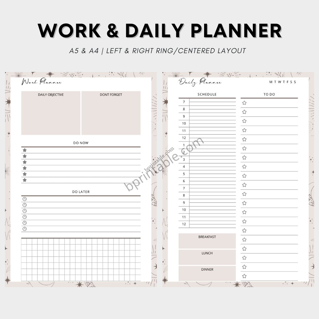 Work & Daily Planner | bprintable.com