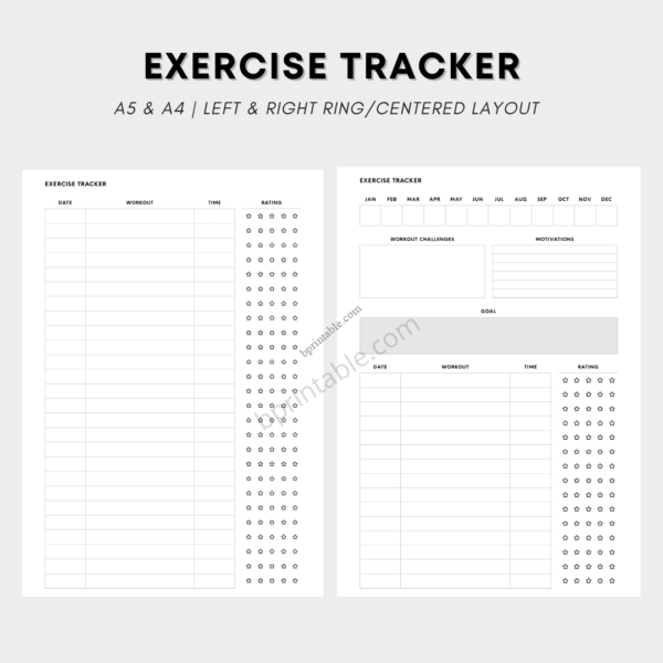 exercise tracker 1 Exercise Tracker Fitness Health Planner Template Journal Workout Planner