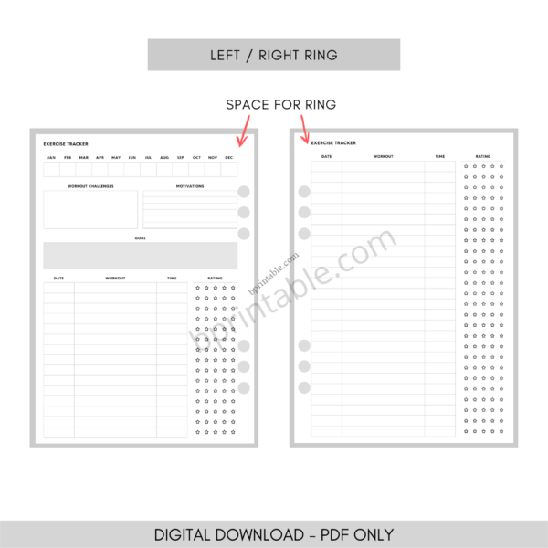 exercise tracker 3 Exercise Tracker Fitness Health Planner Template Journal Workout Planner