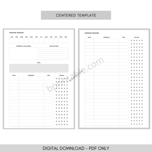 exercise tracker 4 Exercise Tracker Fitness Health Planner Template Journal Workout Planner