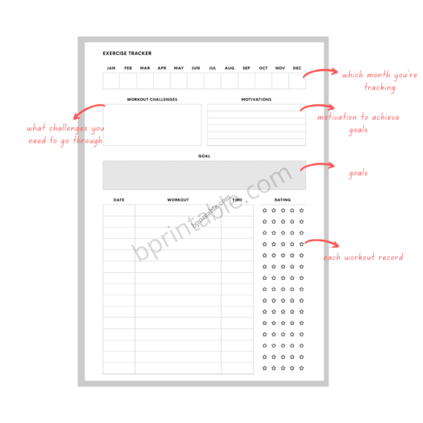 exercise tracker 5 Exercise Tracker Fitness Health Planner Template Journal Workout Planner