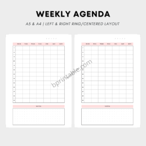 Weekly Hourly Agenda Weekly Schedule Weekly Planner