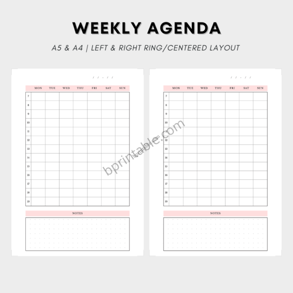 weekly agenda 1 Weekly Hourly Agenda Weekly Schedule Weekly Planner