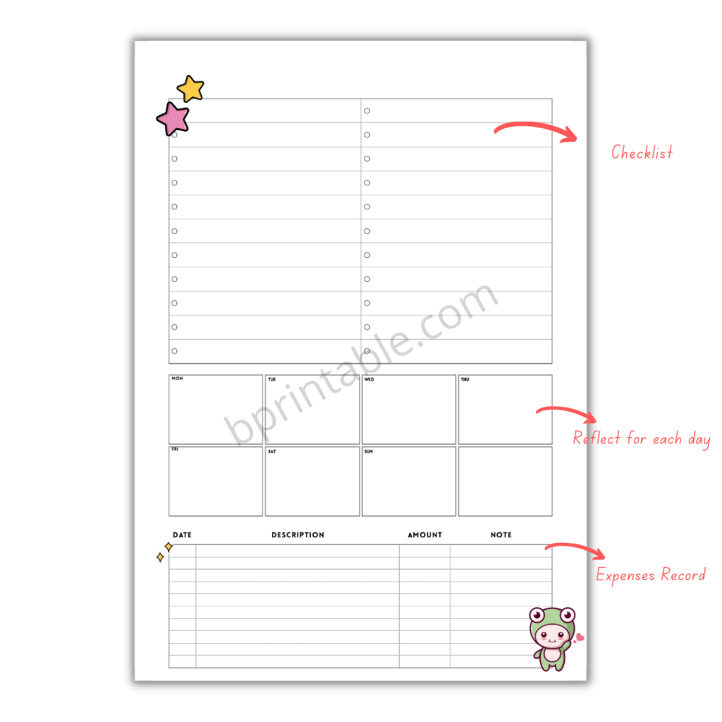 Printable Weekly Overview - Kawaii Series Planner
