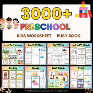 3000 preschool kids worksheets bundle